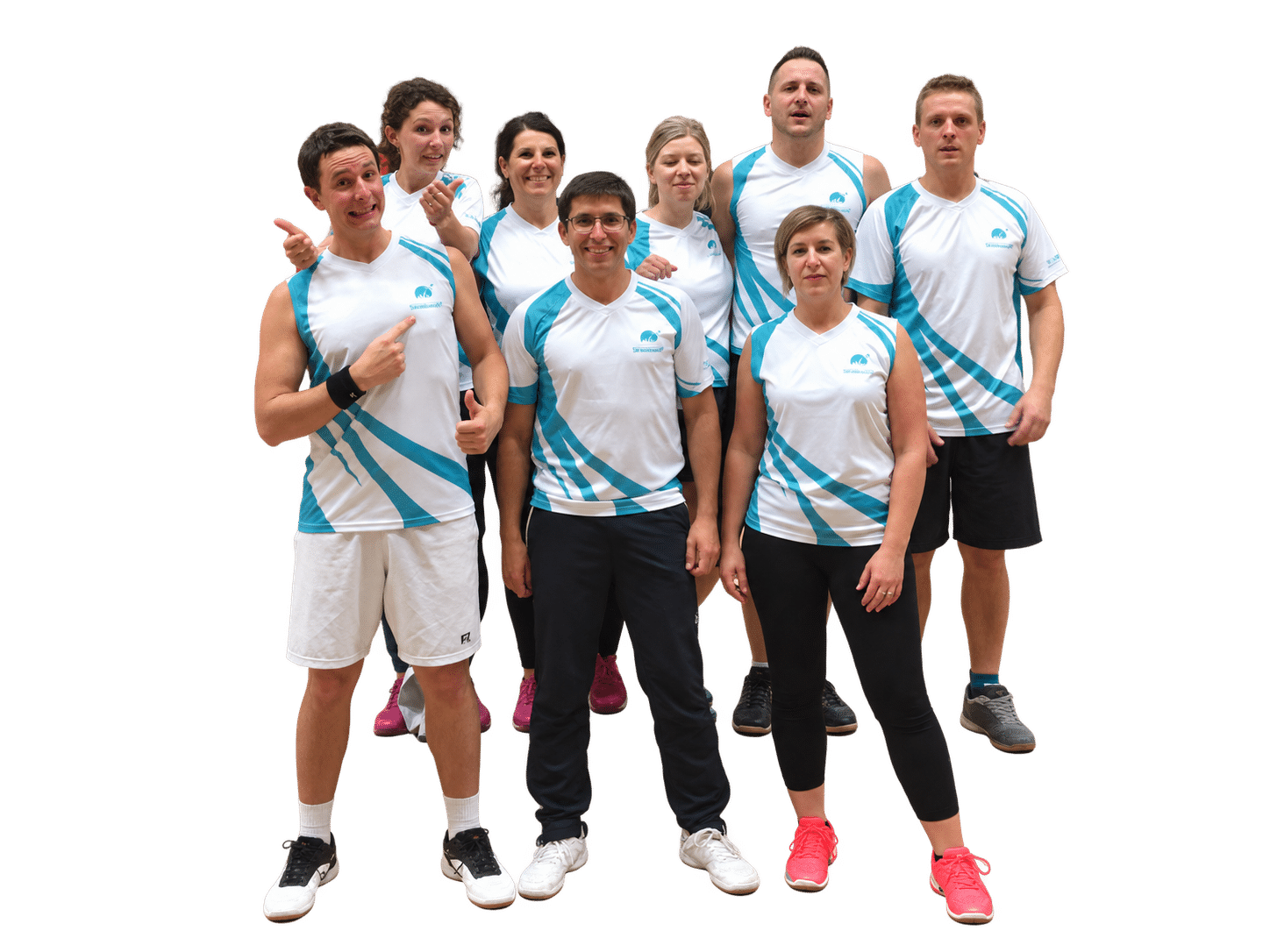 Les huit membres de l’équipe du Badminton Club des Entremonts